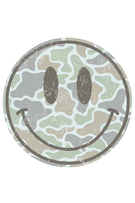 Distressed Camo Smiley