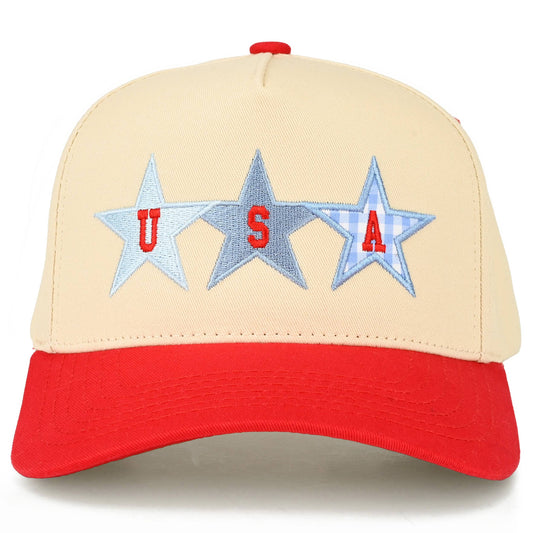 C.C STAR USA Letter with Stars on Two Tone Trucker Hat